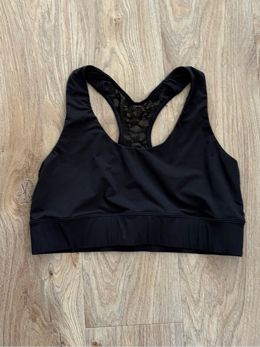 Natori Black Lace-Back Racerback Sports/Intimate Bra